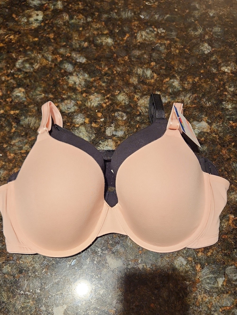 Fruit of the Loom Light Pink and Black Molded T-Shirt Bras